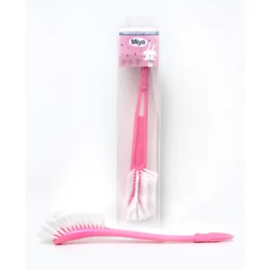 A pink cleaning brush for a bottle